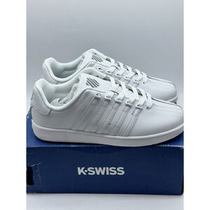 K-Swiss Classic VN Varsity Low White Leather Sneakers Men 6 New w Box